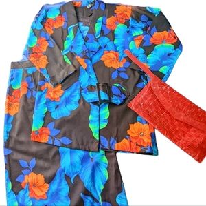 Vintage Skirt Suit Union Made 80s Tropical